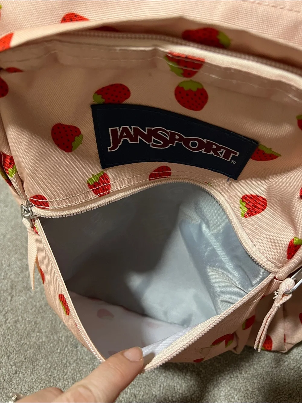 Jansport Pink Strawberry Print Backpack